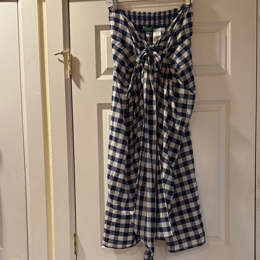 J.Crew Draped Beach Sarong in Gingham “Dark Evening” NWT Size M